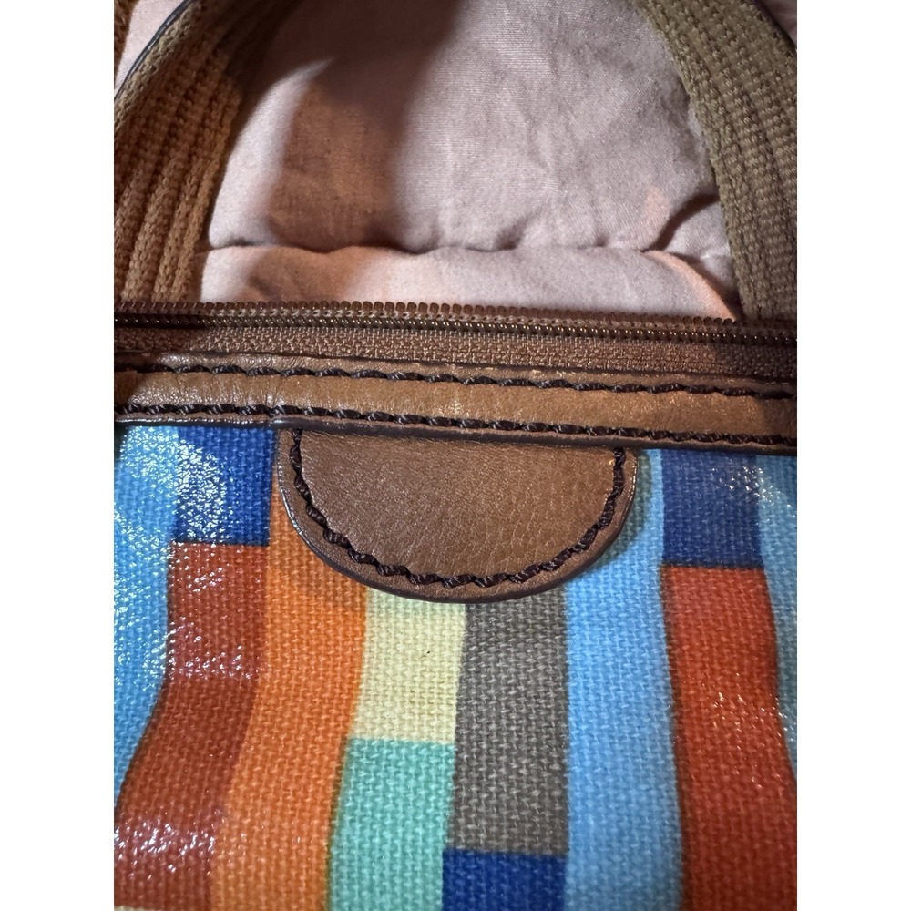 Fossil Crossbody Bag Calypso Key-Per Purse Multi Color Block Coated Canvas Brown - Picture 9 of 16